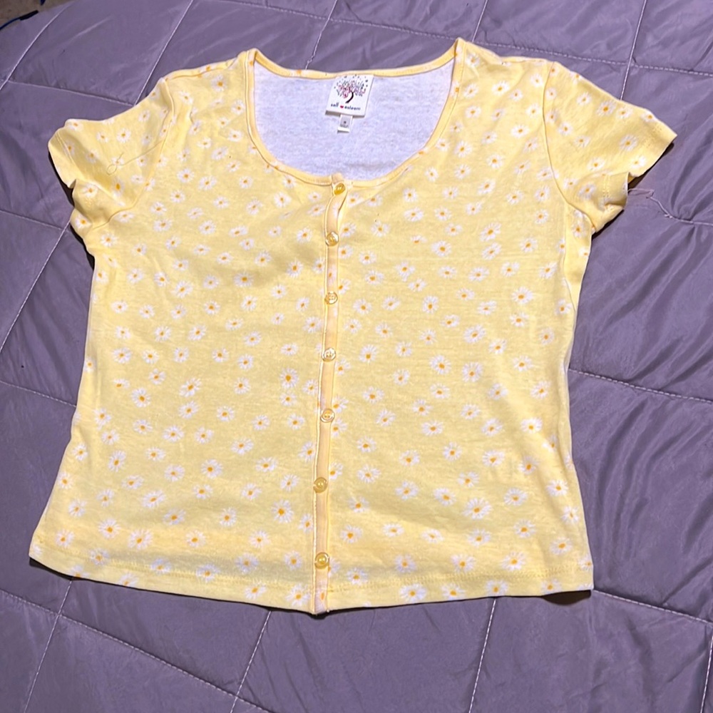 Yellow floral blouse